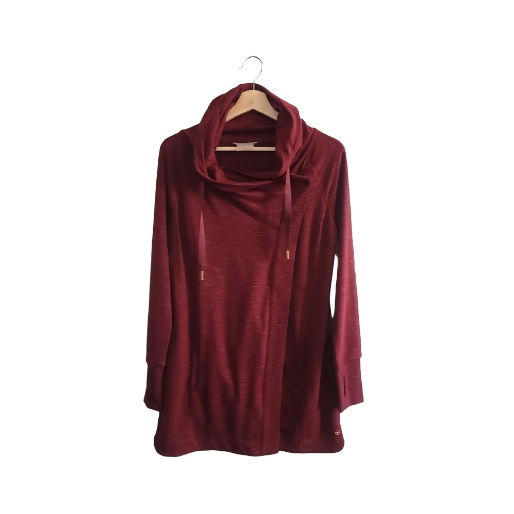 SHAMBHALA Burgundy Draped Wrap Cardigan Womens XS